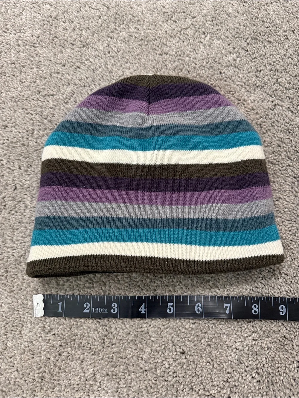 Carhartt Striped Beanie w/ Fleece Lining in Teal, Purple, Gray, Brown, Cream